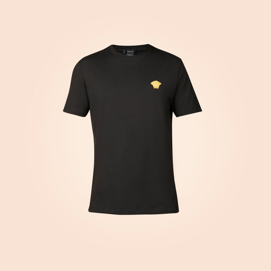 Camiseta Negra Versace Bordado Medusa