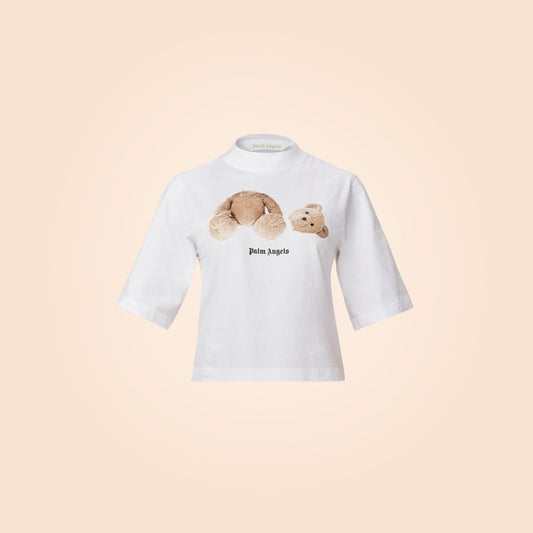 Camiseta Blanca Palm Angels Teddy Bear Cropped