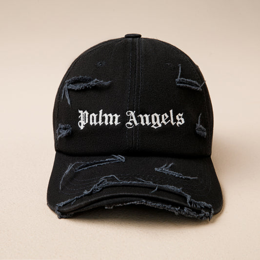 Gorra Negra Palm Angels Logo Ripped