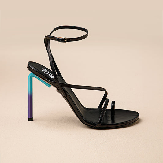 Sandalia Tacón  Negro Blanquecino 110 Mm Allen
